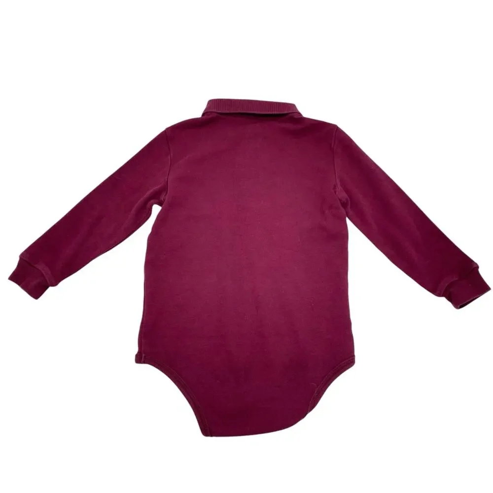 Ralph Lauren Boy's Maroon Long Sleeve Polo One Piece Size 24M